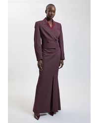 Karen Millen - Pinstripe Satin Mix Tailored Maxi Skirt - Lyst