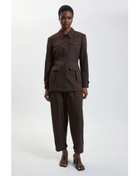 Karen Millen - Herringbone Texture Utility Trousers - Lyst