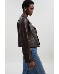 Karen Millen - Forever Leather Signature Biker Jacket - Lyst