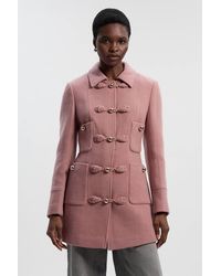 Karen Millen - Wool Knot Detail Buckle Front Tailored Midi Coat - Lyst
