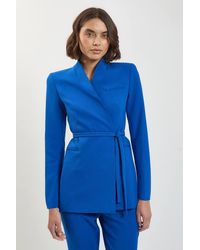 Karen Millen - Tailored Collarless Belted Blazer - Lyst