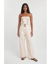 Karen Millen - Petite Tailored Cotton Trench Bandeau Jumpsuit - Lyst