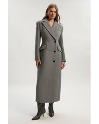 Karen Millen - Forever Wool Blend Tailored Fitted Maxi Coat - Lyst
