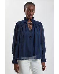 Karen Millen - Hand Embellished Georgette Blouse - Lyst