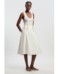 Karen Millen - Denim Button Front Skirt - Lyst