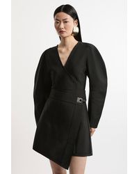 Karen Millen - Petite Figure Form Bandage Asymmetric Mini Skirt - Lyst
