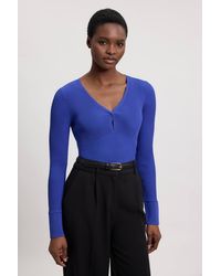 Karen Millen - Knit Pointelle Stitch Detail Top - Lyst