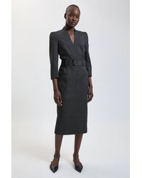 Karen Millen - Pinstripe Forever Pencil Midi Dress - Lyst