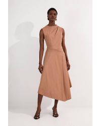 Karen Millen - Tall Tailored Drapey Bodice Asymmetric Midi Dress - Lyst