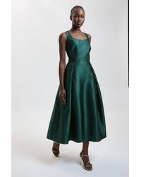 Karen Millen - Structured Satin Full Skirted Midi Dress - Lyst