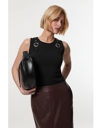 Karen Millen - Buckle Trim Knitted Top - Lyst