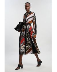 Karen Millen - Print Fluid Tencel Woven Maxi Shirt Dress - Lyst