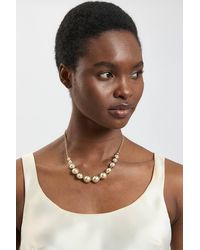 Karen Millen - Logo Pearl Necklace - Lyst