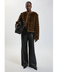 Karen Millen - Faux Fur Panelled Long Sleeve Jacket - Lyst