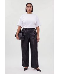 Karen Millen - Faux Leather High Waisted Wide Leg Trousers - Lyst