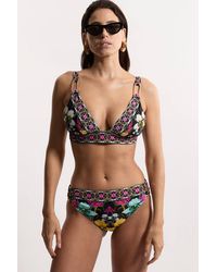 Karen Millen - Mirror Print Plunge Bikini Bottoms - Lyst