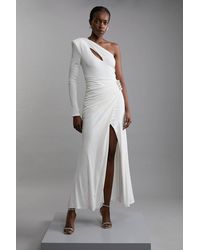 Karen Millen - Premium Viscose Jersey Hardware Maxi Dress - Lyst