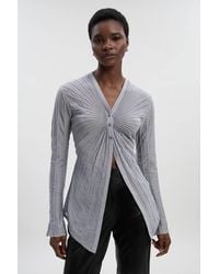 Karen Millen - Sparkle Metallic Knitted Fitted Cardigan Sweater - Lyst