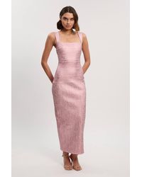 Karen Millen - Foil Metallic Figure Form Bandage Strappy Knit Maxi Dress - Lyst