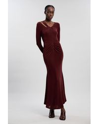 Karen Millen - Slinky Crepe Twist Detail Maxi Dress - Lyst