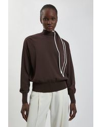 Karen Millen - Knitted Viscose Neck Tie Jumper - Lyst