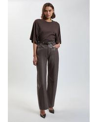 Karen Millen - Metallic Denim Coated Barrel Jeans - Lyst