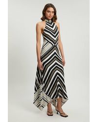 Karen Millen - Contrast Stripe Viscose Maxi Halter Dress - Lyst