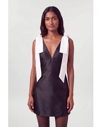 Karen Millen - Contrast Tie Shoulder Twill Mini Dress - Lyst