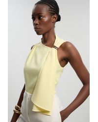Karen Millen - Polished Tailored Trim Detail Drape Top - Lyst