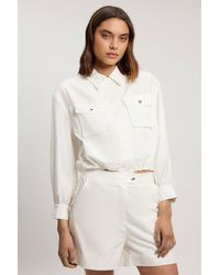 Karen Millen - Utility Organdie Cropped Pocket Detail Bomber Jacket - Lyst