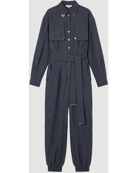 Karen Millen - Petite Cupro Utility Twill Woven Jumpsuit - Lyst