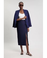 Karen Millen - Petite Tailored Satin Midi Pencil Skirt - Lyst