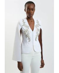 Karen Millen - Bandage Form Fitting Cape Sleeve Embellished Jacket - Lyst