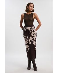 Karen Millen - Jacquard Floral Knitted Skirt - Lyst