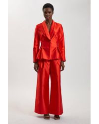 Karen Millen - Structured Satin Tailored Trouser - Lyst