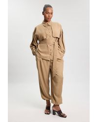 Karen Millen - Plus Size Cupro Utility Twill Woven Trouser - Lyst