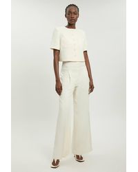 Karen Millen - Satin Back Crepe Tailored Wide Leg Trouser - Lyst
