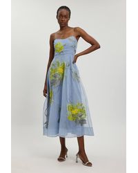 Karen Millen - Floral Embroidered Organza Bandeau Dress - Lyst