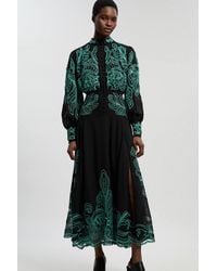 Karen Millen - Cutwork Beaded Embroidered Woven Maxi Dress - Lyst