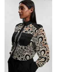 Karen Millen - Cutwork Pocket Front Woven Shirt - Lyst