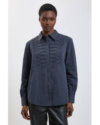 Karen Millen - Military Stitch Detail Cotton Poplin Shirt - Lyst