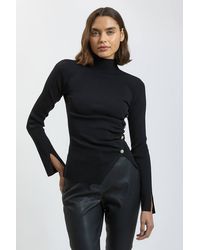 Karen Millen - Asymmetric Fastening Viscose Knit Jumper - Lyst