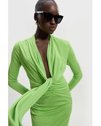 Karen Millen - Premium Stretch Crepe Jersey Plunge Neck Maxi Dress - Lyst