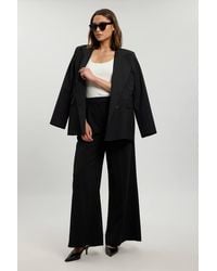 Karen Millen - Compact Viscose Tailored Wide Leg Trouser - Lyst