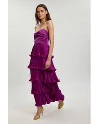 Karen Millen - Pleated Tiered Maxi Dress - Lyst