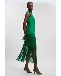 Karen Millen - Figure Form Bandage Tassel Hem Knitted Dress - Lyst