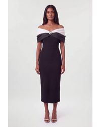 Karen Millen - Taffeta Bardot Figure Form Maxi Dress - Lyst