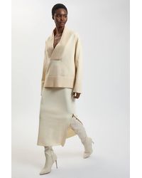 Karen Millen - Wool Look Side Split Detail Knit Midi Skirt - Lyst
