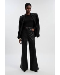 Karen Millen - Petite Faux Leather Tailored Kickflare Trouser - Lyst