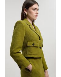 Karen Millen - Textured Tweed Pocket Front Tailored Cropped Jacket - Lyst